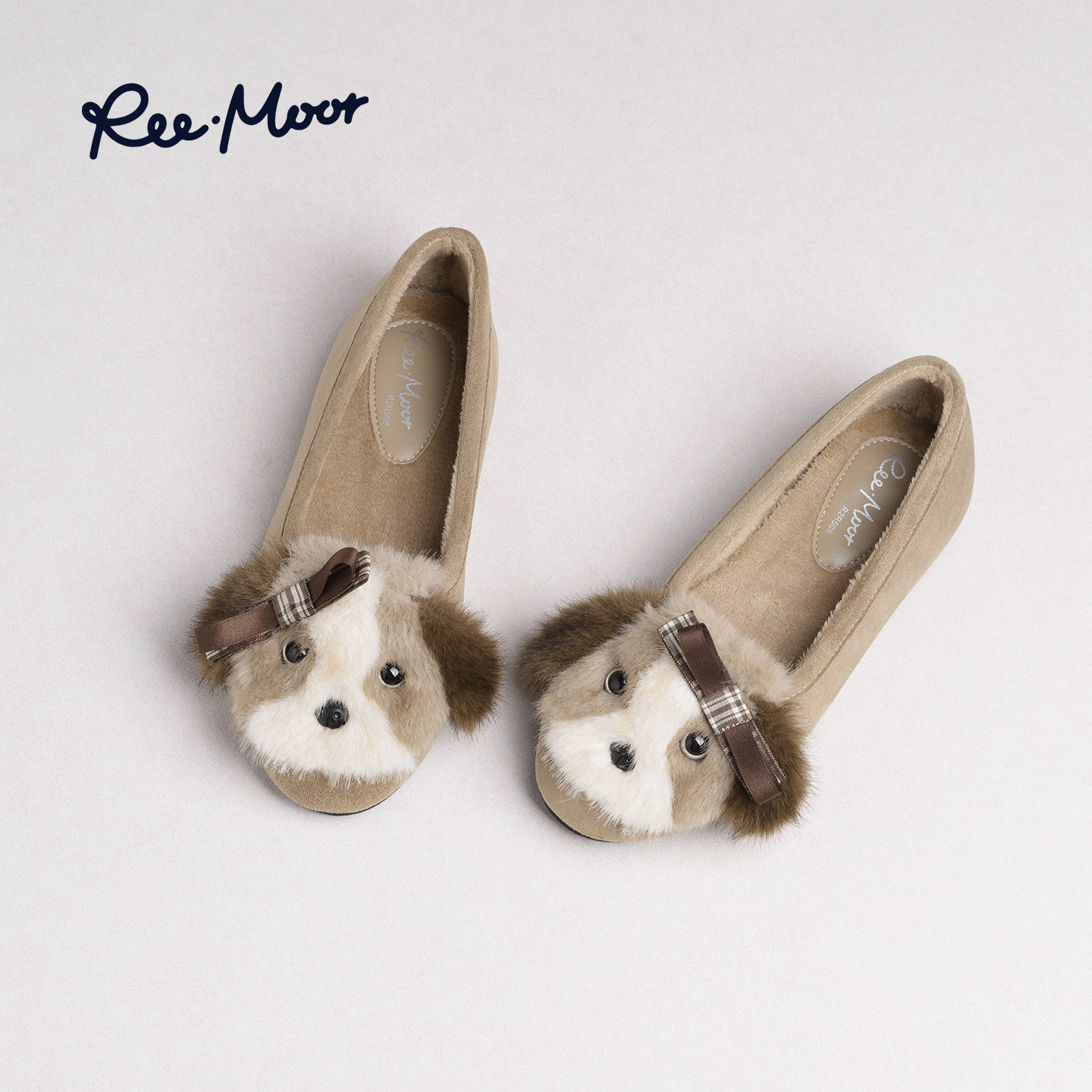 REEMOOR可爱小狗毛毛豆豆鞋