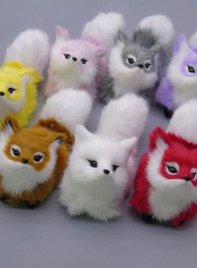 送同学朋友仿真小狐狸摆件玩偶大白狐毛绒三颜色可选长13cm高9cm