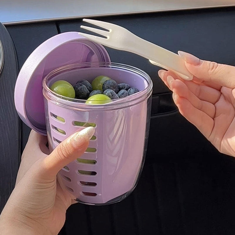 水果杯带叉子上班族学生外出便携早餐沙拉碗食品级轻食减脂保鲜盒