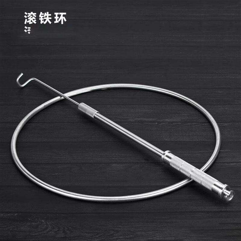滚铁环实心加粗扁怀旧80后玩具儿童小学生圆环成人滚铁圈手推铁环