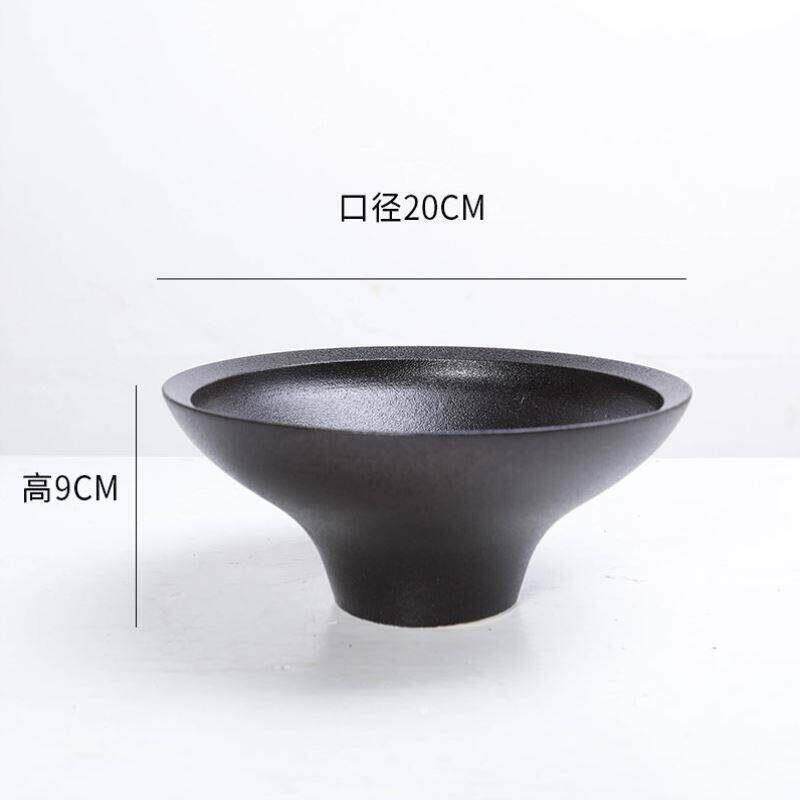 景观花盆创意铜钱草黑色器皿无孔摆件专用水培苔藓陶瓷微蕨类植物