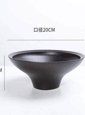景观花盆创意铜钱草黑色器皿无孔摆件专用水培苔藓陶瓷微蕨类植物