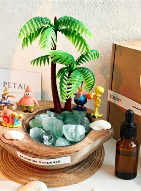 椰子树无火香薰礼盒室内扩香石水晶原石送闺蜜女生日圣诞情人礼物