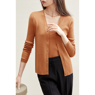 缱绻如画 chao细美丽诺羊毛打底衫 针织U 开衫 V领长袖 戎美