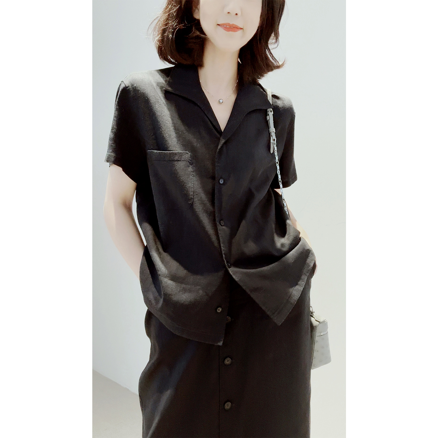 意大利彈力緊密亞麻*禾同款套裝