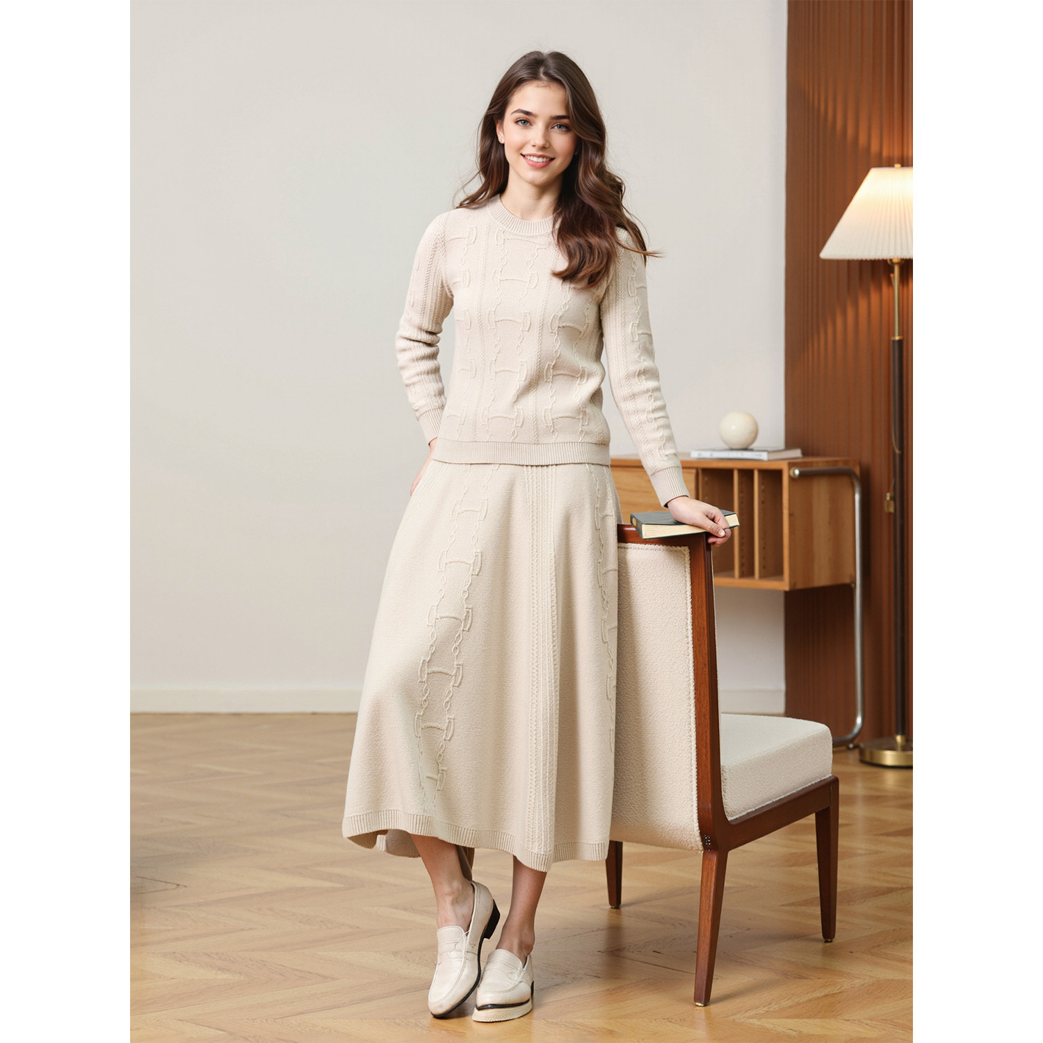 戎美 限定塬版40%山羊绒浓缩精华 精致铰链全幅提花 套衫/半裙,女装/女士精品,时尚套装,淘宝优惠券,粉丝福利购,淘宝优惠卷