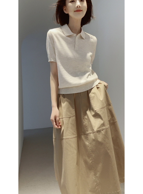 及简R0W风~26新【棉+亚麻/混色夹花/朦胧雾感/干爽有型】POLO套衫