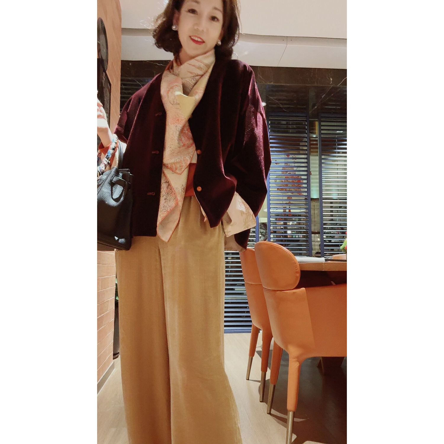 戎美 “Vintage Fashion”系列真丝绒上衣长裤套装