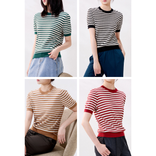 鎏金细闪 16G 针织衫 桑蚕丝 条纹 棉 时装 小香 肌理提花