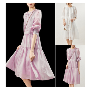 出尘不染【天然纤维莱赛尔/纯手工捏褶】美好的氛围感连衣裙