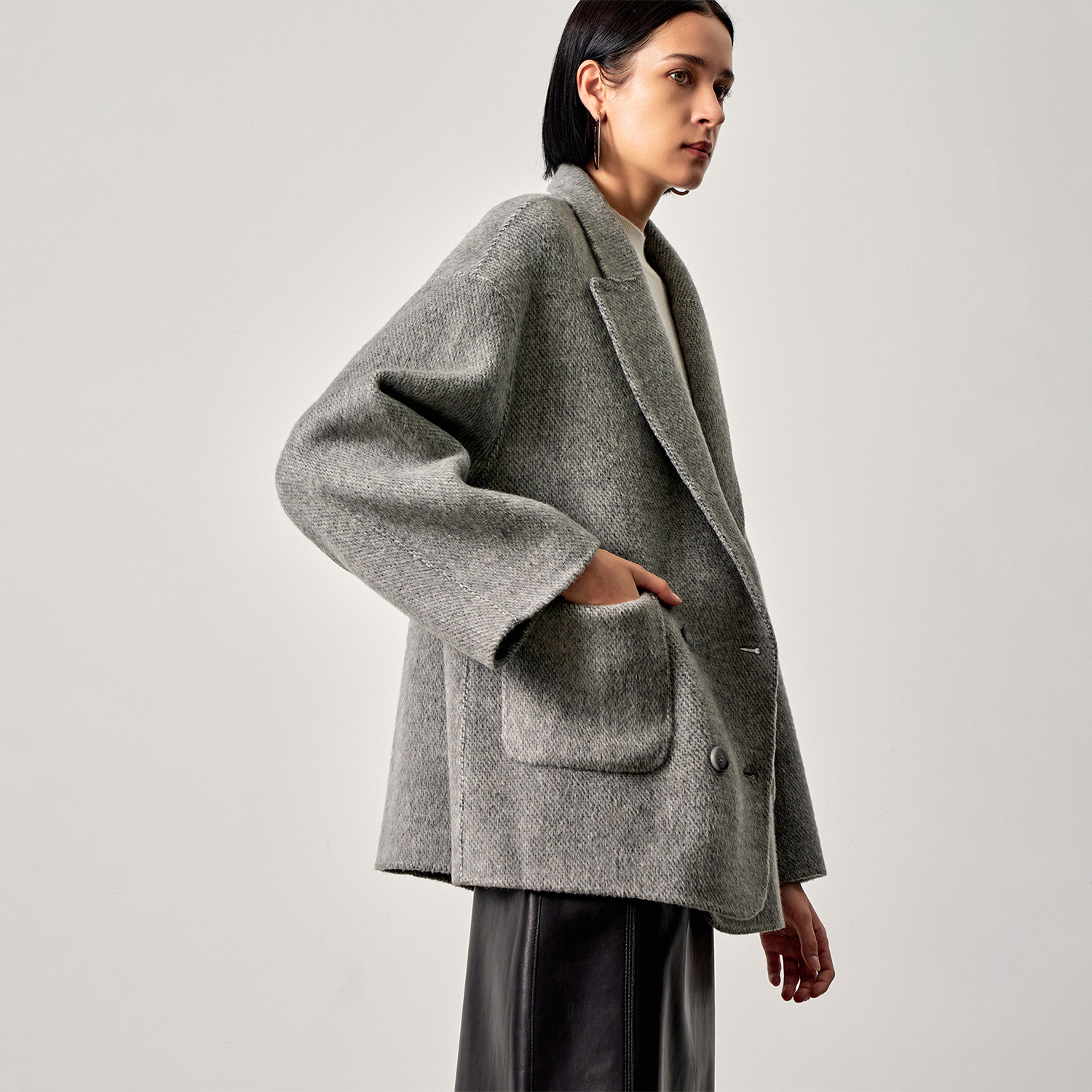 【福利款】口碑王西装式通勤气质羊毛骆 驼绒 双面呢大衣外套