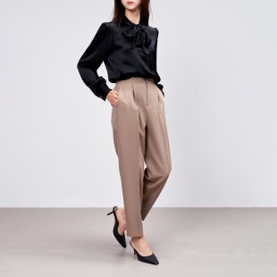 戎美 弹力日本料可机洗易打理牛筋腰锥形直筒裤