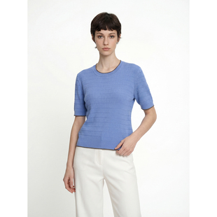 马卡龙下午茶 伊力特抗菌双曲纱线绞花短袖 套衫 ZZ0412164