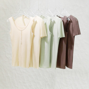 轻薄真丝棉纱CleanFit叠穿亨利U领背心 开衫 短袖 长袖 上衣 26春夏