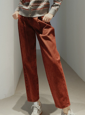 25秋冬 时髦出圈【热红酒~100棉_高支舒适/斑驳】藏肉/廓形牛仔裤