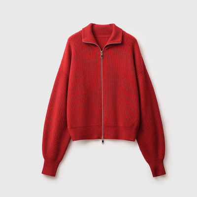 羊绒羊毛高克重造型领袖双拉外套