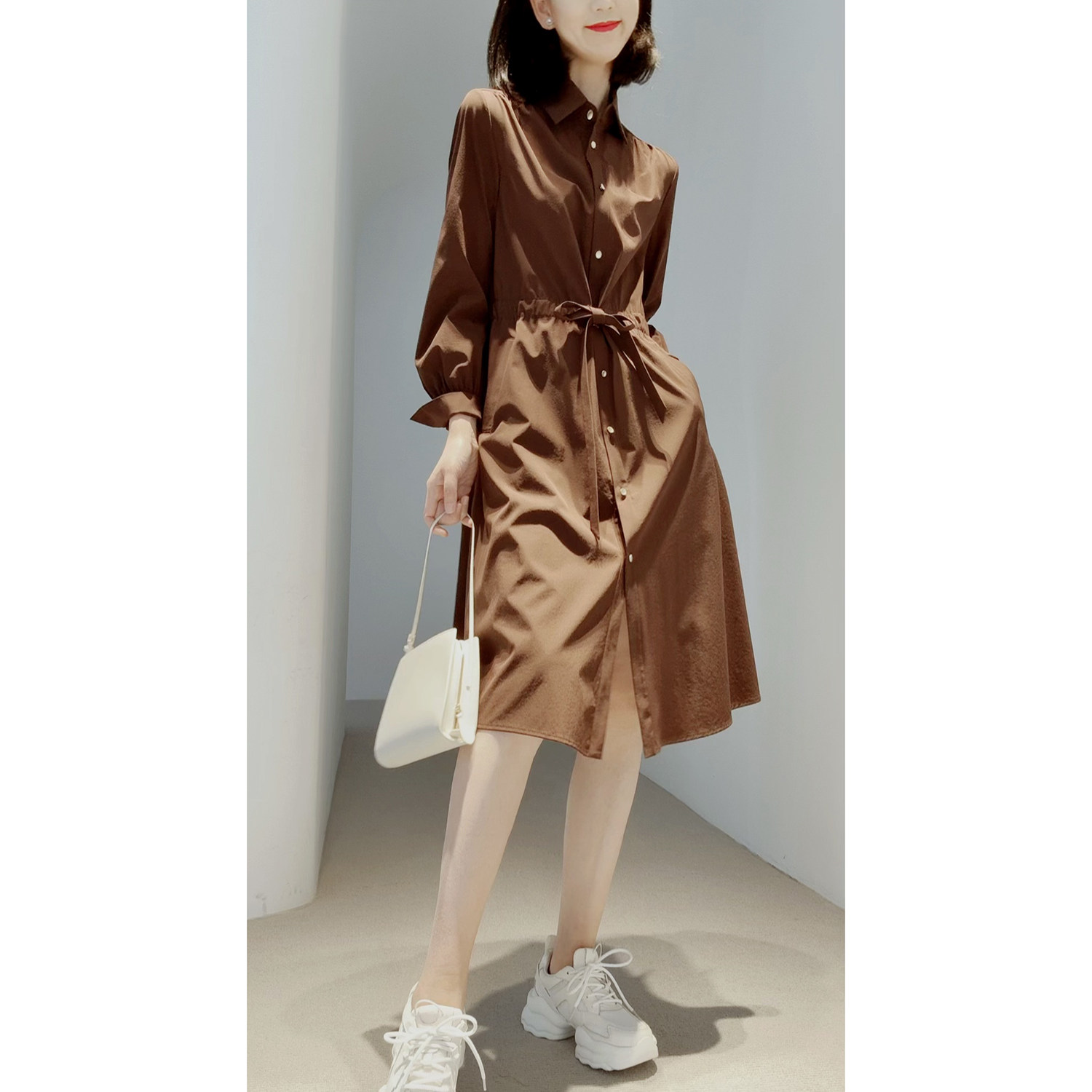 26春~金融街白领【四面弹/抗皱/松紧腰/褶饰】风衣式_连衣裙/外套