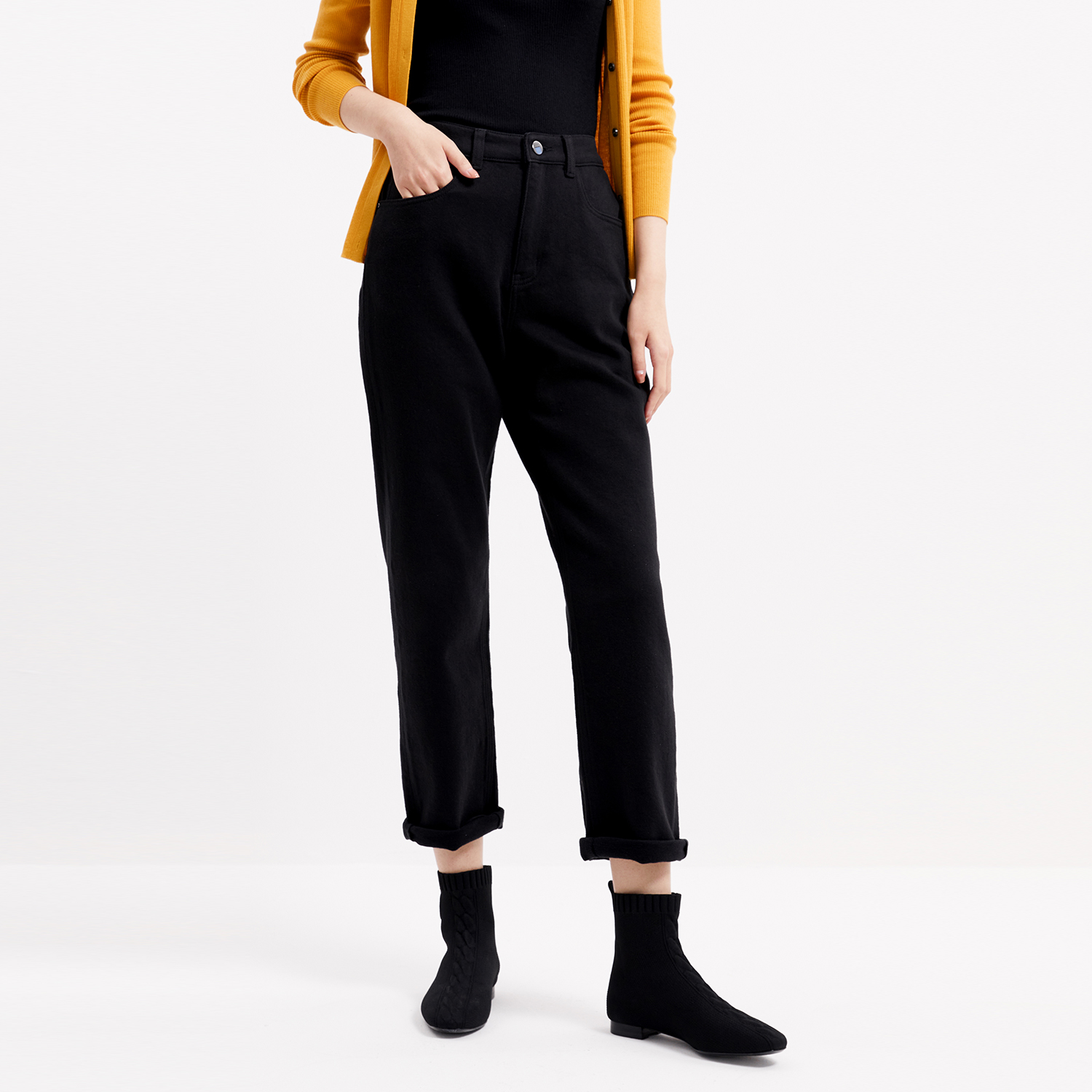 戎美 鼎级克重15OZ 黑科技羊绒牛仔天花板内绒微弹牛仔裤