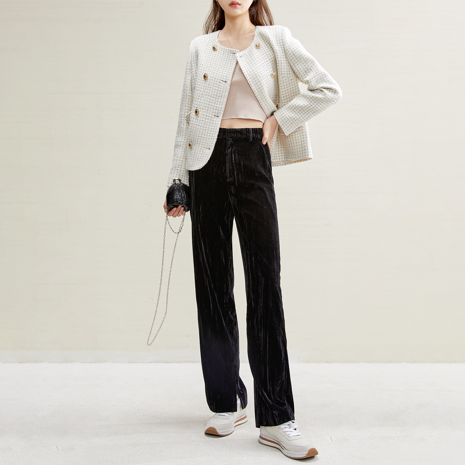 【KZ0902114】氛围王 3色慵懒VELVET 时尚直筒裤 大长腿既视