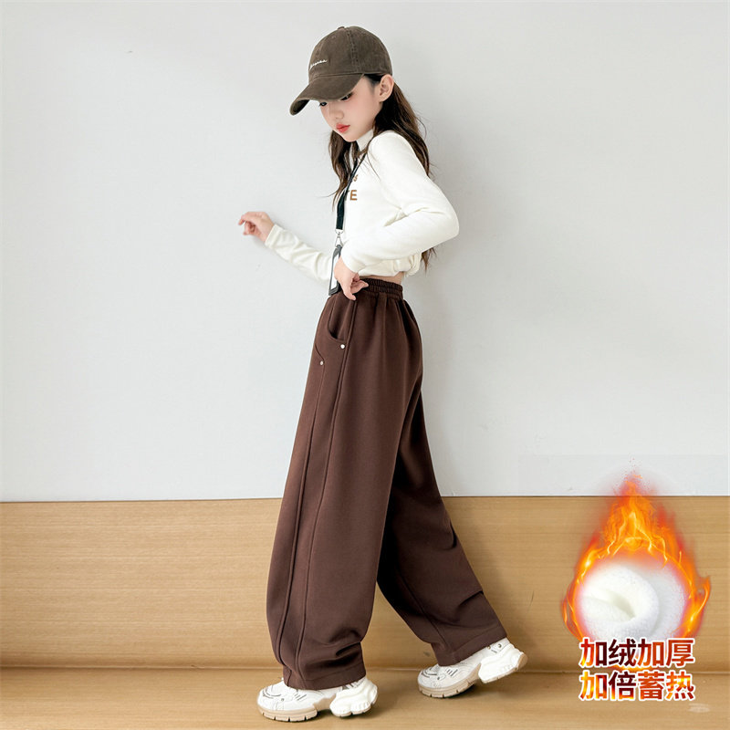 女童秋冬加绒弯刀阔腿裤2025新款儿童洋气运动女孩秋季运动卫裤潮,童装/婴儿装/亲子装,裤子,淘宝优惠券,粉丝福利购,淘宝优惠卷