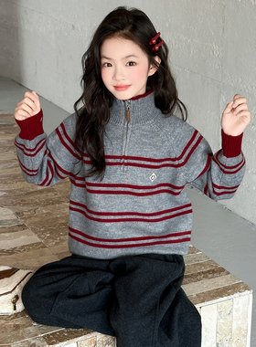 女童秋冬加厚毛衣2025新款儿童洋气时髦针织衫中大童女孩打底上衣