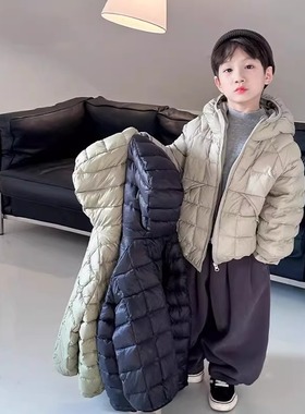 男童轻薄羽绒棉服2025新款儿童帅气亮面短款棉衣男孩加厚冬装外套
