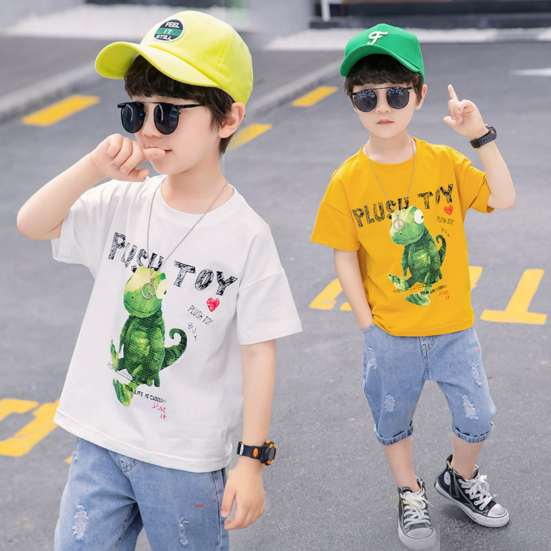 童装男童夏装2020新款韩版中大童短袖两件套儿童洋气夏季套装潮衣