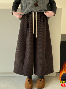 女童秋冬加绒加厚九分阔腿裤2025新款中大儿童时髦裙裤女孩洋气潮