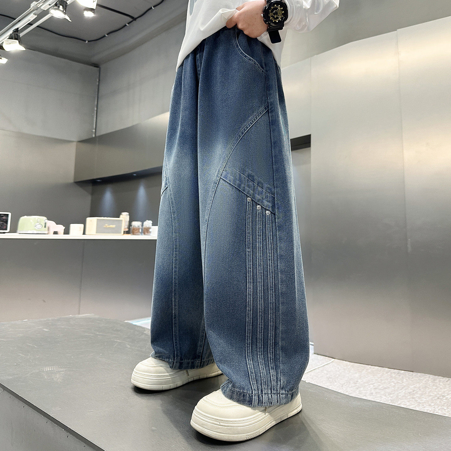 童装男童宽松阔腿牛仔裤2026新款中大儿童直筒长裤男孩春秋裤子潮,童装/婴儿装/亲子装,儿童牛仔裤,淘宝优惠券,粉丝福利购,淘宝优惠卷