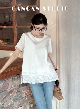 CANCAN STUDIO-新中式原创设计短袖花边上衣G77625