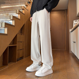 百搭弯刀裤 长裤 男米白色垂坠感美式 秋冬毛呢极简风宽松直筒休闲裤