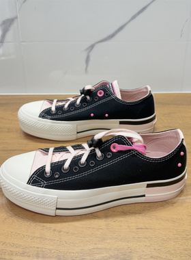 CONVERSE匡威All Star Lift夏季女粉黑甜酷低帮增高帆布鞋A09540C
