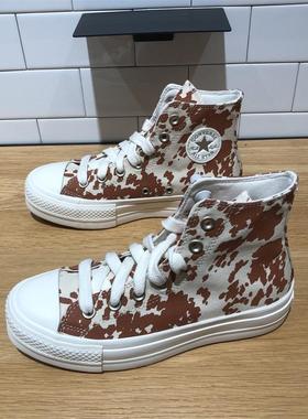 CONVERSE匡威All Star Lift印染图案女厚底增高高帮帆布鞋A10141C