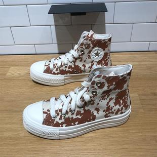 CONVERSE匡威All Star Lift印染图案女厚底增高高帮帆布鞋A10141C