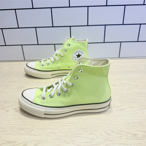 匡威青苹绿男女高帮透气帆布鞋