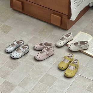 THE CBC KIDS「洞洞皮鞋」阿莱风复古儿童穆勒拖鞋可旋转鞋带高端