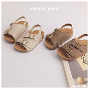 the cbc kids『复古勃肯』儿童软木凉鞋春夏男女童魔术贴【温州鞋