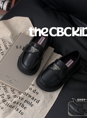 The CBC『三角标乐福』儿童小皮鞋秋款男女经典黑色魔术贴246156