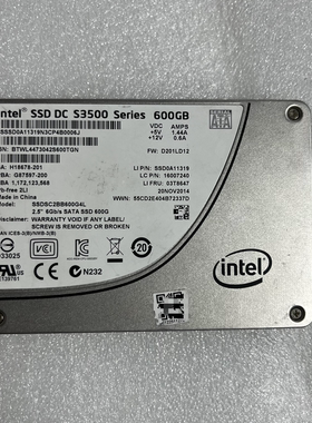 INTEL 英特尔S3500 600G SATA SSDSC2BB600G4 SSD企业级固态硬盘