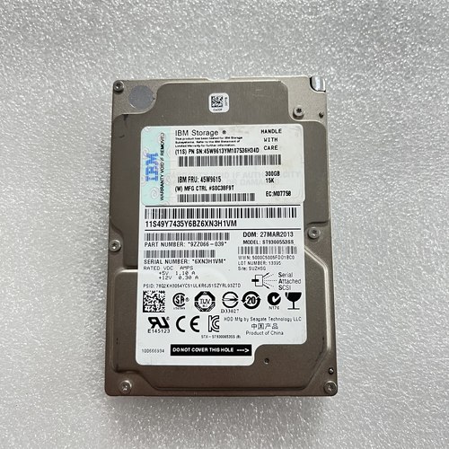 IBM 45W9615 DS8000系列 300G SED 15K SAS 2.5存储硬盘CCIN I30C
