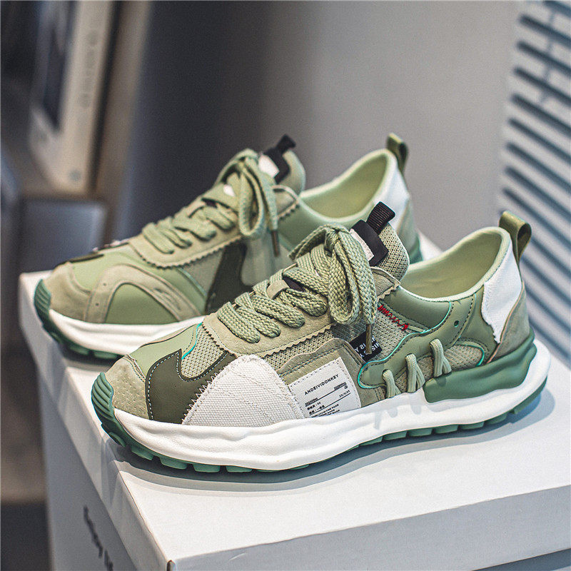 男鞋2024夏季新款网面厚底增高耐磨跑步老爹防滑男士透气运动潮鞋