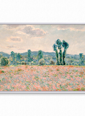 莫奈粉色花田风景 Claude Monet 大师经典田园虞美人花旁白装饰画
