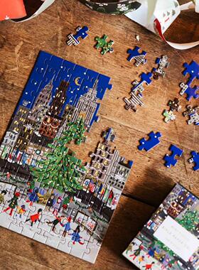 圣诞夜滑冰场迷你拼图 Rifle Paper纽约美国进口正品玩具新年礼物