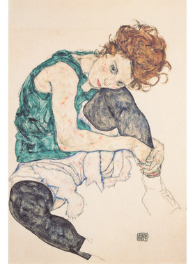 埃贡席勒 Egon Schiele 自画像女子肖像表现主义 现代抽象装饰画
