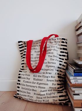 美国Out of Print禁书文学名著复古休闲帆布袋文艺文创单肩托特包