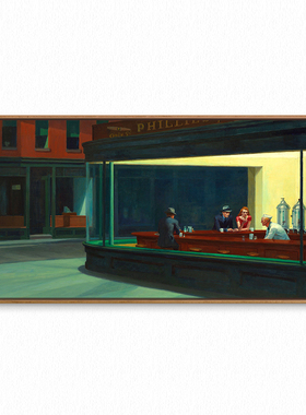 夜鹰 夜晚的疏离Edward Hopper爱德华霍普孤寂城市风景酒吧装饰画