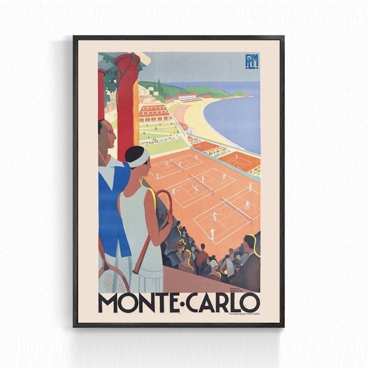 蒙特卡洛网球大师赛复古旅行海报 roger broders art deco 装饰画