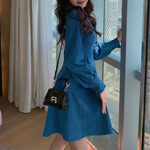 气质时尚 秋季 韩版 纯色A字裙1 小个子连衣裙2020新款 镂空设计感长袖