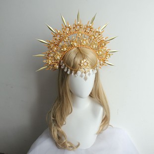 手工复古光环皇冠太阳神夸张饰品拍照写真巴洛克发箍头饰材料包