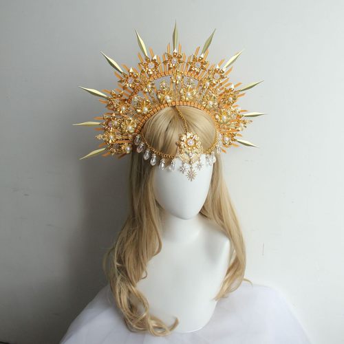 手工复古光环皇冠太阳神夸张饰品拍照写真巴洛克发箍头饰材料包